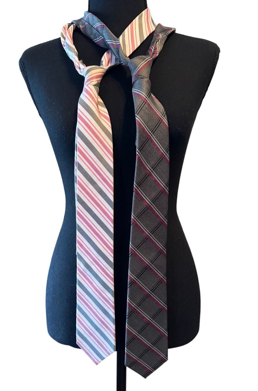 EXPRESS Pink Gray Silk Tie Bundle